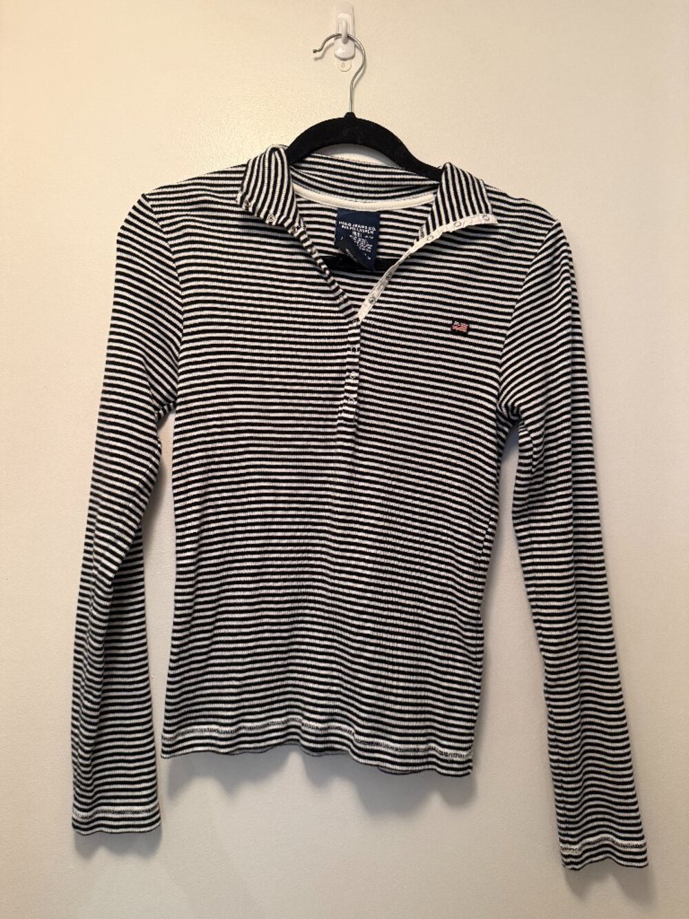 Polo Jeans Co Ralph Lauren Striped Henley | Women's M | Y2K Ribbed Top